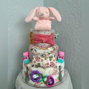 New Three Tier Girl Diaper Cake